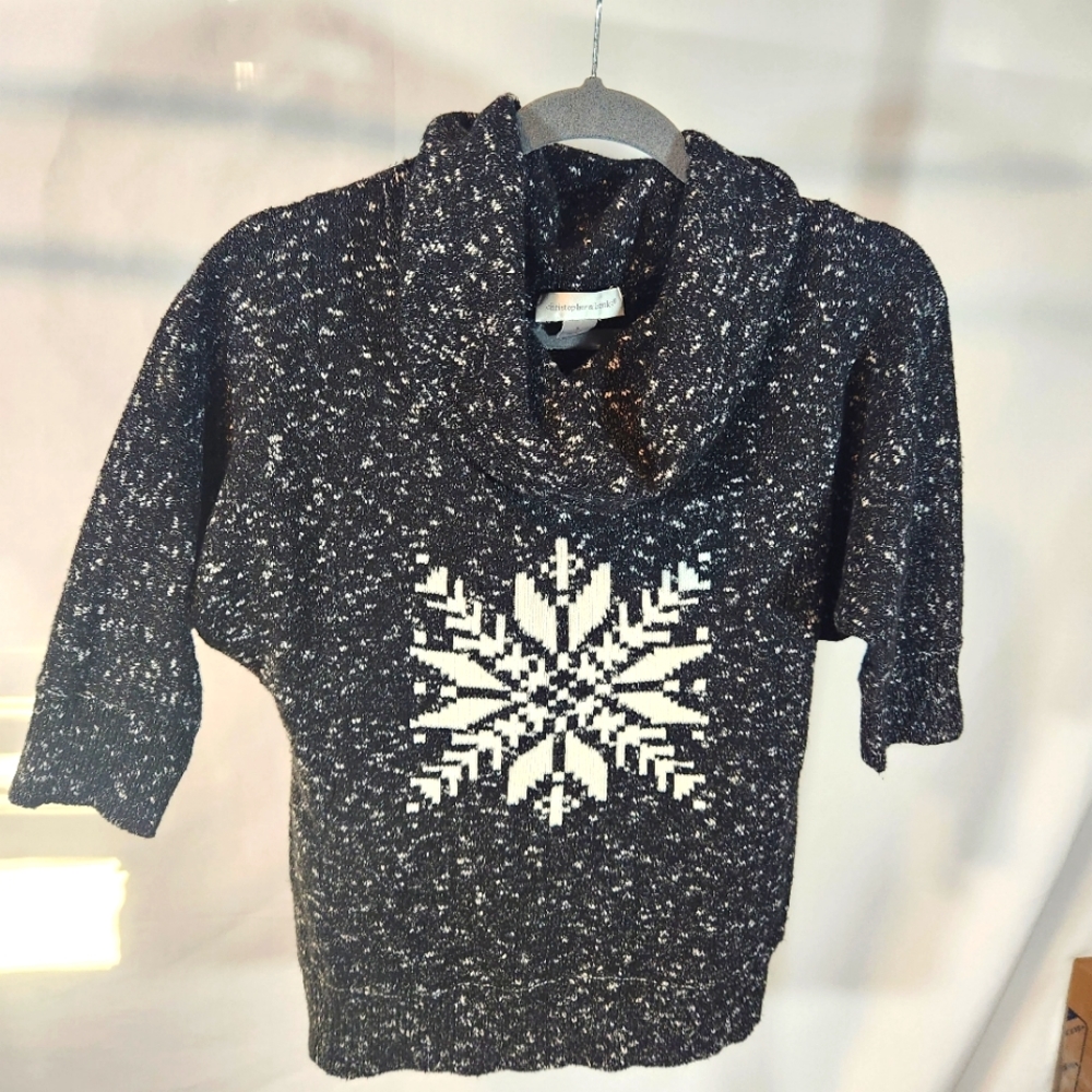 Christopher & Banks cowl neck snowflake sweater size S